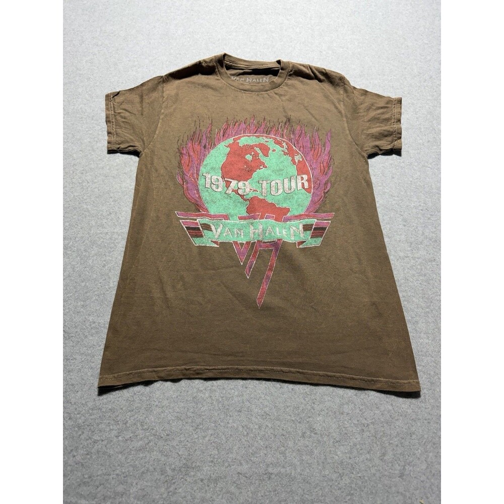 Van Halen Faded Brown Retro 1979 Tour Tee Size S Rock And Roll, Band Tee